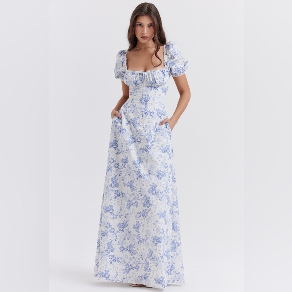 House of CB Felizia Blue and White Floral Sundress Dress